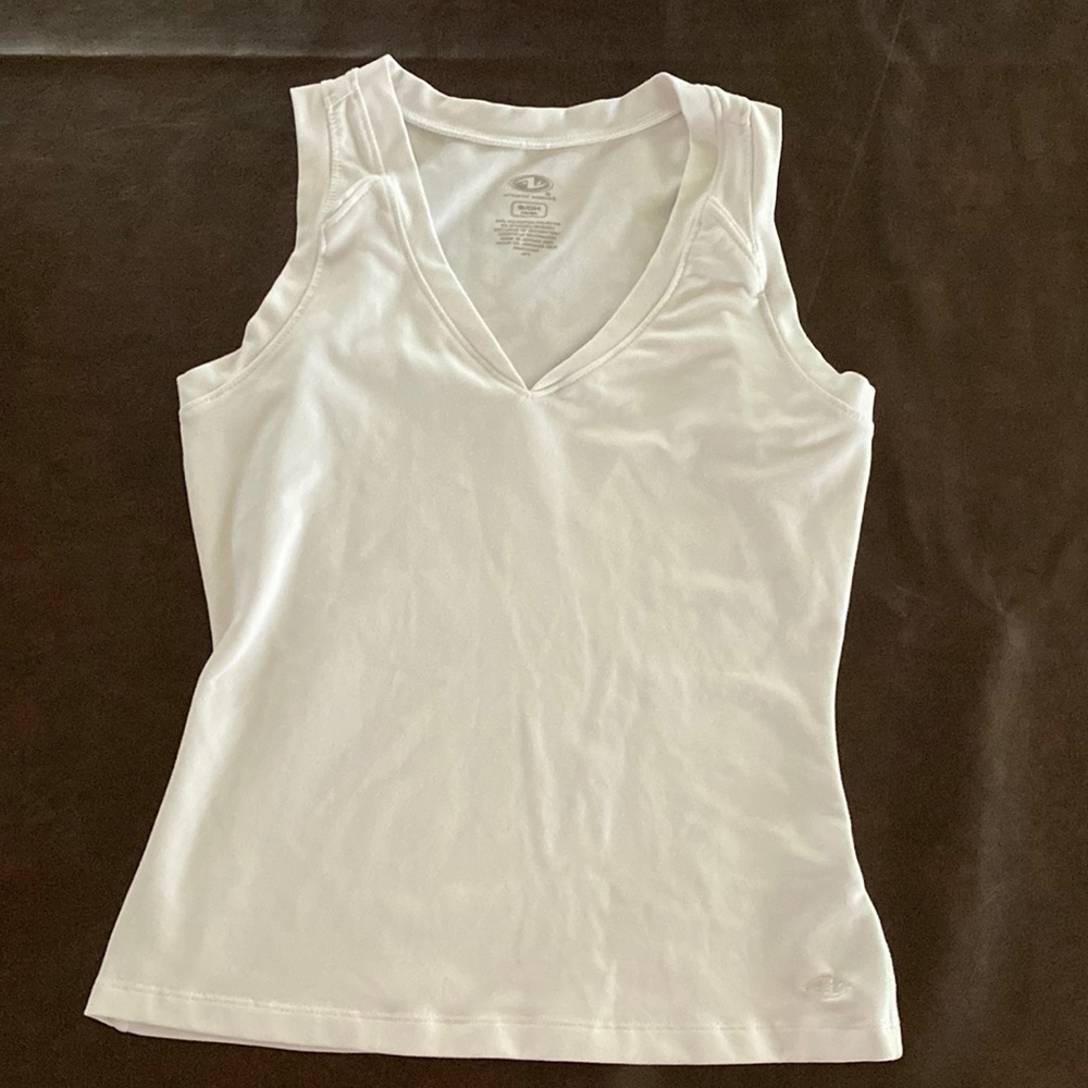 Athletic Works White Workout V Neck Tank Top SZ Small